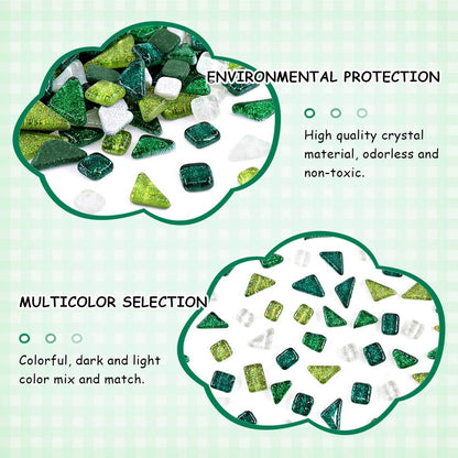 Swpeet Mixed Colors Shine Crystal Series Mosaic Tiles Assortment Kit, Square and Triangle Glitter Crystal Tiles Perfect for Home Decoration Crafts