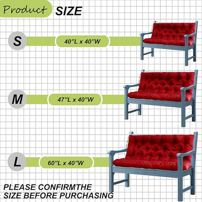Replacement Cushions for Outdoor Swing, Outdoor Cushions for Patio Furniture with Backrest, Waterproof Thicken 4" Porch Swing Cushions, for Outdoor Patio Garden Furniture(Red 40 * 47 in)
