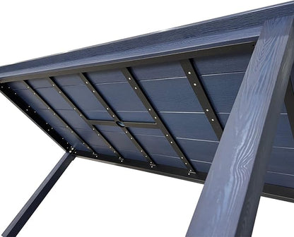 70.9-Inches Poly Lumber Outdoor Dining Table, HIPS Patio Dining Table with Umbrella Hole, Weather Resistant (Navy Blue, 1 Piece)