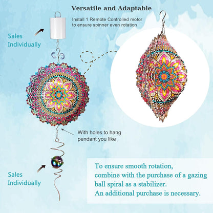 Goolyrusim Wind Spinner Mandala Blossom 3D Kinetic Wind Spinners Outdoor Laser Cut Stainless Steel Metal Art Hanging Wind Sculpture Mandala Garden Decoration Yard Art Decor Ornament Housewarming GIF