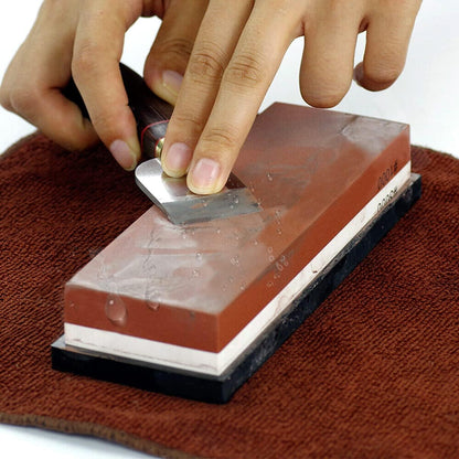 Knife Sharpening Stone Kit – 400/1000 3000/8000 Grit Wet Kitchen Whetstone Knife Sharpener Set with Non-slip Bamboo Rubber Base, Angle Guide, Flattening, Leather Strop and Cut Resistant Gloves