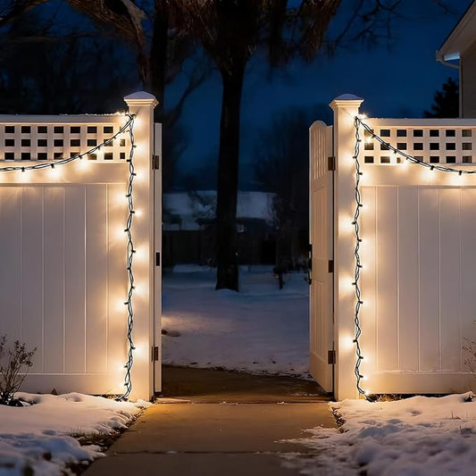 LUCKY SHINE 150 LED Warm White Christmas Lights, UL Certified 50 FT Green Wire String Lights, for Indoor and Outdoor Party, Garden, Patio, Wall, Trees.