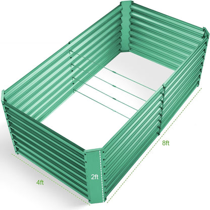 Land Guard 8×4×2 ft Galvanized Raised Garden Bed Kit, Galvanized Planter Raised Garden Boxes Outdoor, Oval Large Metal Raised Garden Beds for Vegetables(Green)…