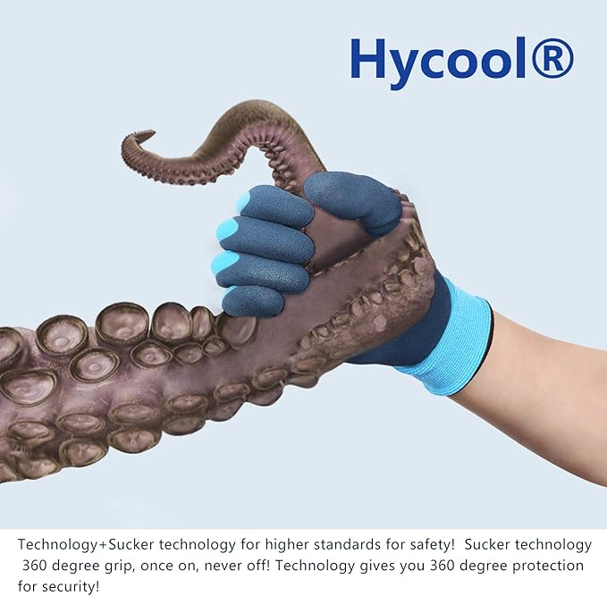 Waterproof Work Gloves for Men and Women, Hycool Thermal Insulated Freezer Rubber Coated Gloves,Super Grip L6201
