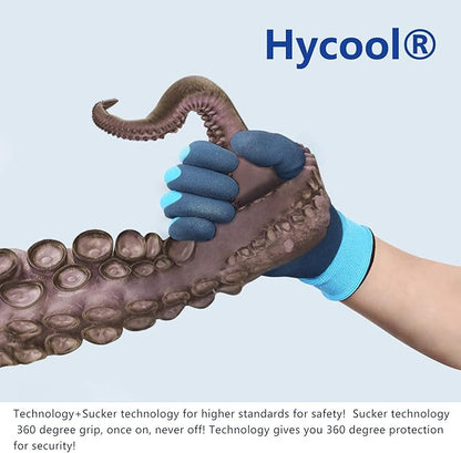 Waterproof Work Gloves for Men and Women, Hycool Thermal Insulated Freezer Rubber Coated Gloves,Super Grip L6201