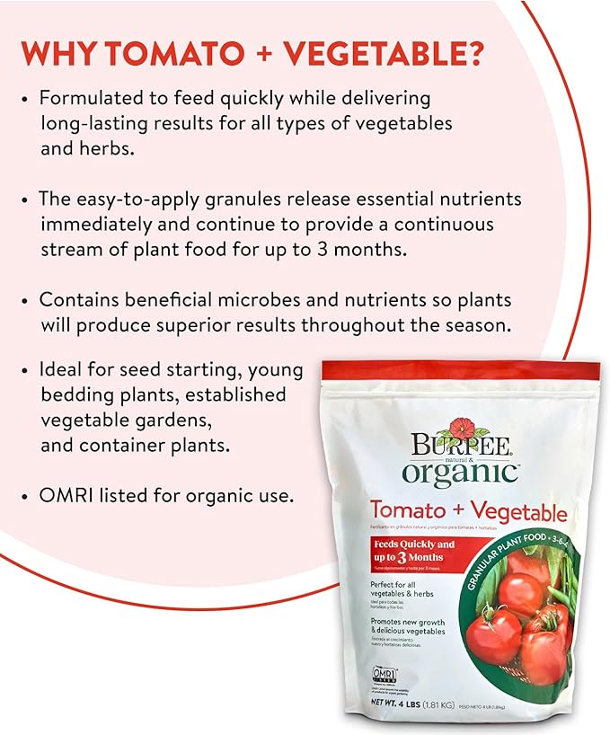 Burpee Organic Tomato & Vegetable Granular Plant Food, 4 lb