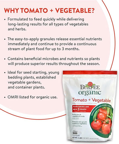 Burpee Organic Tomato & Vegetable Granular Plant Food, 4 lb
