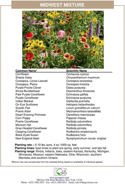 Regional Wildflower Seed Mix by GevaGrow (Midwest Wildflowers, Mini Shaker)
