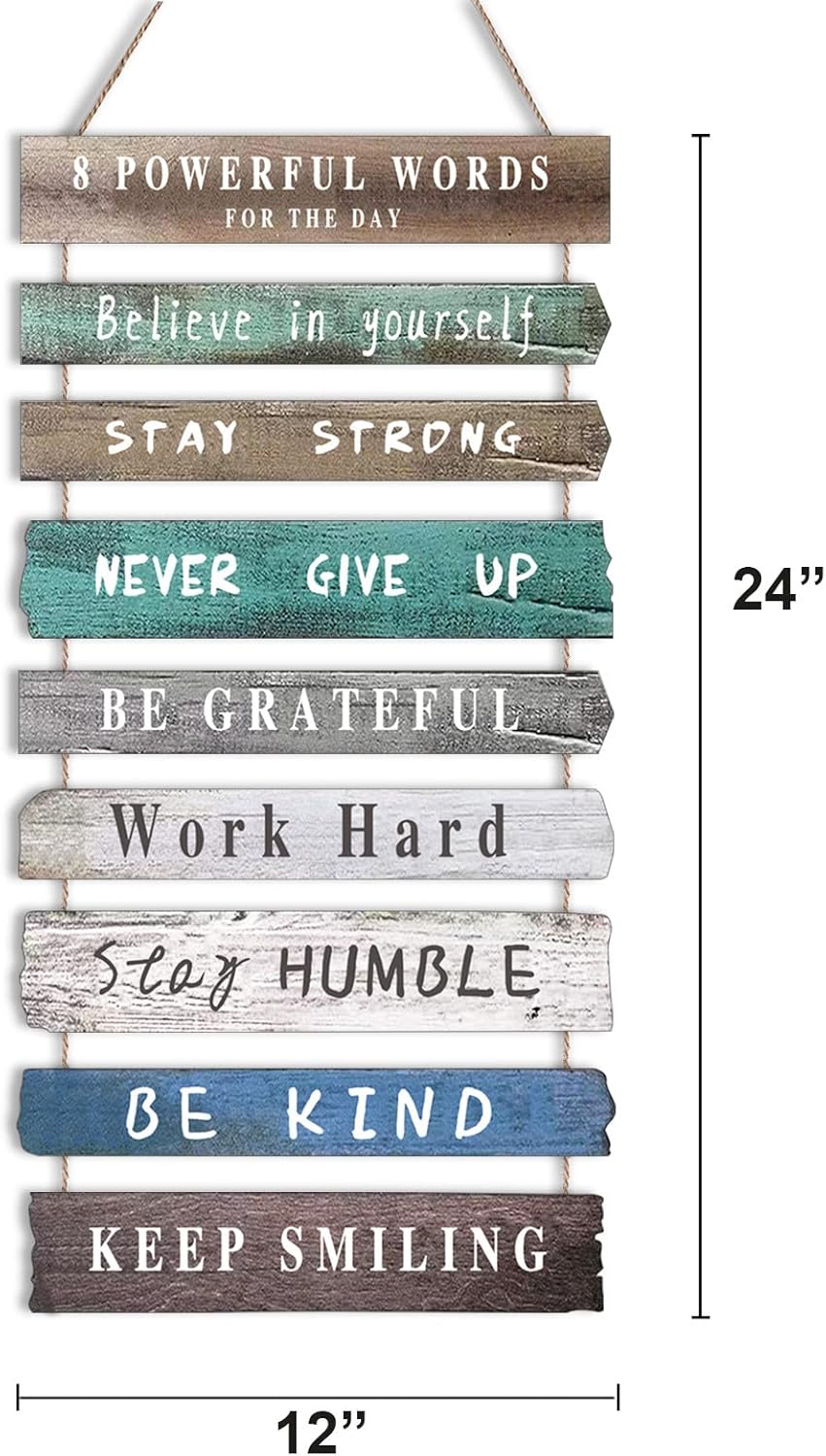 Inspirational Wall Art Decor for Office, Wooden Rustic Hanging Motivational Wall Art Decoration Sign, Inspiring Positive Quotes Wall Art for Home Living Room Bedroom Bathroom Classroom Gym 12"x24"