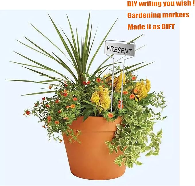 30pcs Plant Labels Plant Markers for Outdoor Plants 6inch Plant Labels for Seedlings Outdoor Garden Waterproof Plant Tags and Labels for Flower Vegetable Herbs Greenhouse (6 in, Silver)