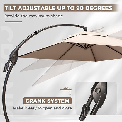 Grand patio 9x12 FT Cantilever Umbrella with Base & Cover Outdoor Aluminum Rectangle Offset Umbrellas for Deck Yard (Champagne, 9x12 FT)