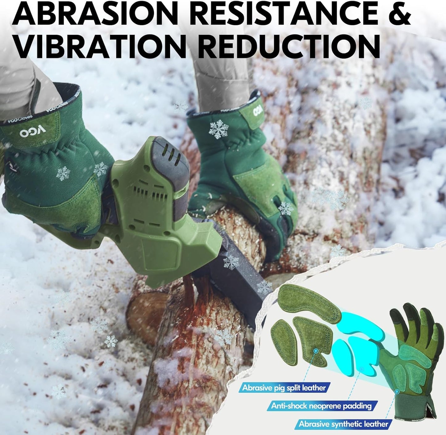 Vgo... Winter Gardening Gloves Women,Safety Work Gloves, Puncture-proof,Thornproof,Touchscreen(1 Pair,M,Green,SL7471FLWP)