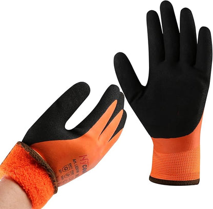 Waterproof Work Gloves for Men and Women, Hycool Thermal Insulated Freezer Rubber Coated Gloves,Super Grip L6201