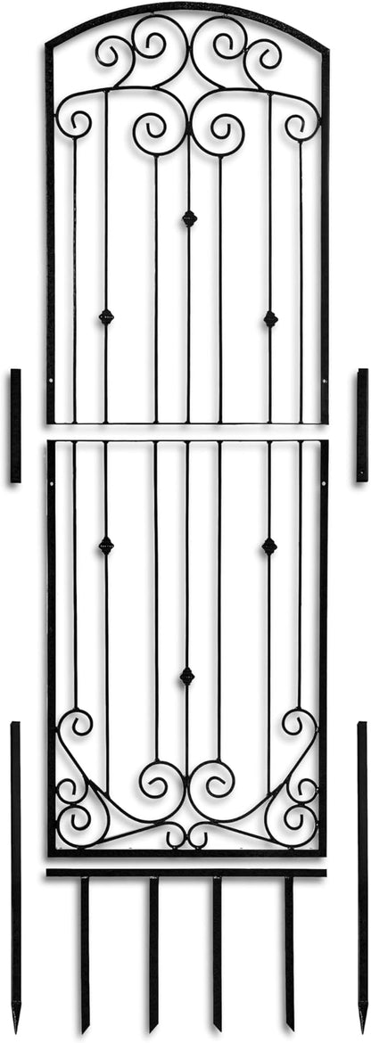 H Potter Garden Black Trellis for Climbing Plants Vertical Wrought Iron Panels Metal Scroll Wall Trellises Large 8 Foot Decorative Screen (Large Black)