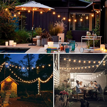 Solar Outdoor String Lights, 25FT Patio Lights String Waterproof with 20 Warm White LED Shatterproof ST58 Bulbs, Perfect for Garden, Backyard, Pergola, Party, Cafe, Camping Decoration (25FT)