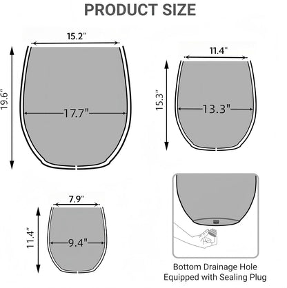 17.7"+13.3"+9.5" Dia Round Concrete Planter Set of 3, Large Outdoor Planter, Black with Gold Rim, Flower Pots with Drainage Holes for Garden, Patio, Home, Office