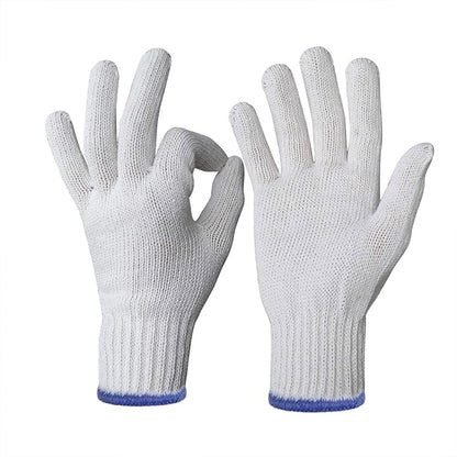 Evridwear Cotton Polyester String Knit Shell Safety Protection Work Gloves for Painter Mechanic Industrial Warehouse Gardening Construction Men & Women 12 Pairs, no Dots, Medium Size