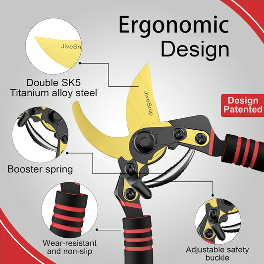 Professional Titanium Garden Shears Adjustable Opening Size- Professional Bypass Pruning Shears for Plants, Hedges, and Flowers