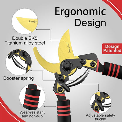 Professional Titanium Garden Shears Adjustable Opening Size- Professional Bypass Pruning Shears for Plants, Hedges, and Flowers