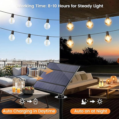 OHLUX 120FT Solar String Lights Outdoor with Remote, Commercial Grade Patio Lights with 52 Shatterproof G40 Globe LED Filament Bulbs, Dimmable Outside Edison Hanging Light for Backyard Party Decor