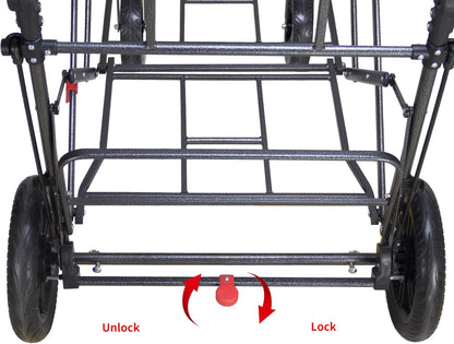 TMZ Collapsible Foldable Wagon Cart with Quick-Release Wheels and 2 Seats, Heavy Duty Wagon 265LBS Load Capacity for Camping Garden Shopping (Grey)