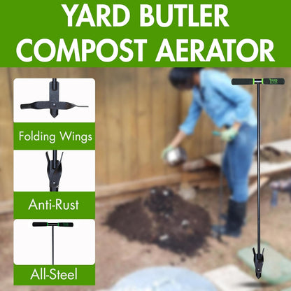 Yard Butler Aerators - Durable for Easy Lawn Care & Healthy Growth - Prevent Lawn Damage by Breaking Up Compaction - Ergonomic Gardening Tool, Compost Aerator