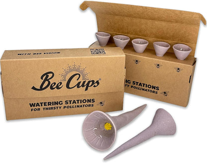 Patented Bee Butterfly Watering Station, Garden Decor, with Pollinator Attracting Ultraviolet Glaze, 100% Porcelain, 100% Handmade, Plastic Free (5, Passion Flower Purple)