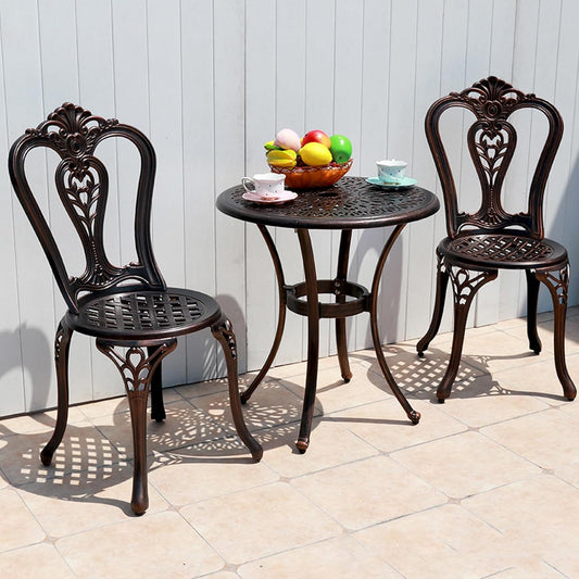 Outdoor Dining Chair Cast Aluminum Patio Chairs Set of 2 All-Weather Patio Dining Chair with Adjustable Feet for Backyard Garden (Crown Chair)