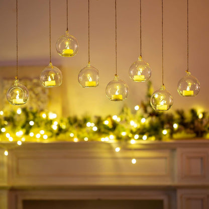 Sziqiqi 3.15inch Glass Globes Glass Bulbs Hanging Tea Light Holder Glass Terrarium Container Wedding Centerpiece Backyard Decoration Christmas Ornaments 6pcs+2 Extra