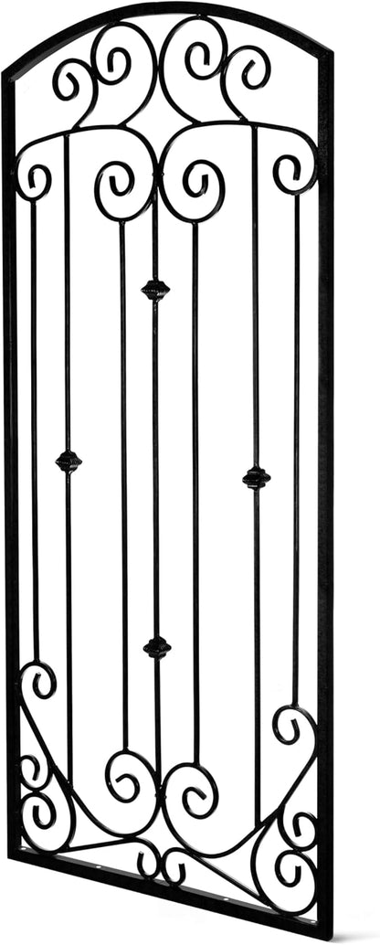 H Potter Black Trellis Garden Large Wrought Iron Heavy Scroll Metal Decoration Weather Resistant Lawn Patio Screen (Regular Black)