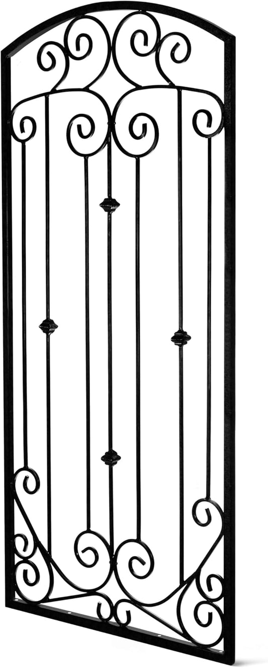 H Potter Black Trellis Garden Large Wrought Iron Heavy Scroll Metal Decoration Weather Resistant Lawn Patio Screen (Regular Black)