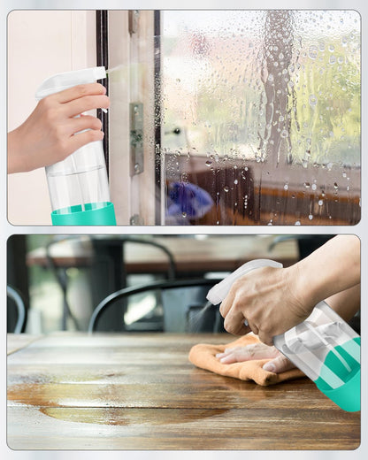 Glass Spray Bottles with Silicone Sleeve Protection, Empty 16OZ Reusable Spray Bottles, Refillable Containers with Spray Nozzles for Cleaning Solutions, Plants and Essential Oils 1 Pack Green