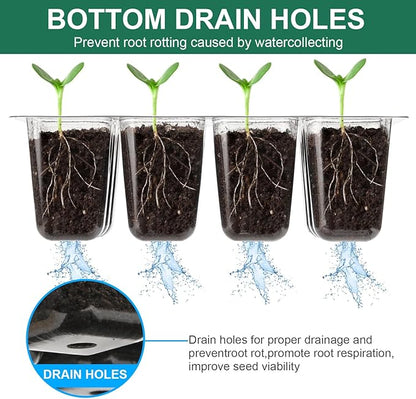 12 Pack Seed Starter Tray Seed Starter Kit (144 Cells Total Tray) with Humidity Adjustable Dome, for Seeds Growing Starting Plant Germination Trays, Mini Green House Germination Trays.