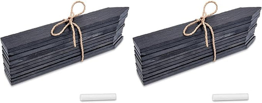 Navaris Slate Plant Labels (10 Pieces) - Set of 10 Natural Garden Markers for Herbs, Pots and Garden - Reusable Tags with Chalk - Size S (Pack of 2)
