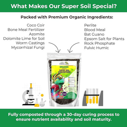 Organic Original Super Soil Concentrate with Mycorrhizae – Living Soil Boosts Roots & Buds for Seeds & Clones - Indoor & Outdoor Growing - Mix 1:4 with Topsoil Potting Soil (3 quarts)