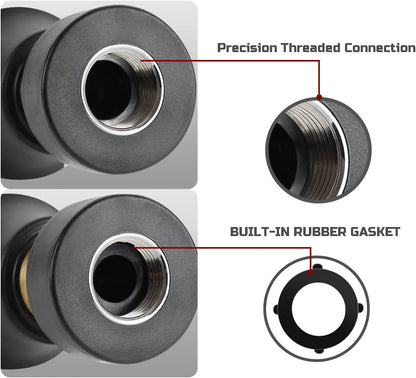 Hose Nozzle, Lichamp 2 Pack Heavy Duty Brass Fireman Style High Power Leak Proof Adjustable Garden Water Sprayer, Suitable for Car Wash, Patio Cleaning, Watering Lawn and Garden, Shower Pets (Black)