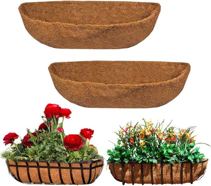 EROCK 2PCS Coco Liner Trough Coco Liner for Planters, 24/30/36/48 inch Half Moon Shape Trough Coco Coir Coconut Fiber Replacement Liner for Window Box, Wall Trough Planter (48inch-2pcs)