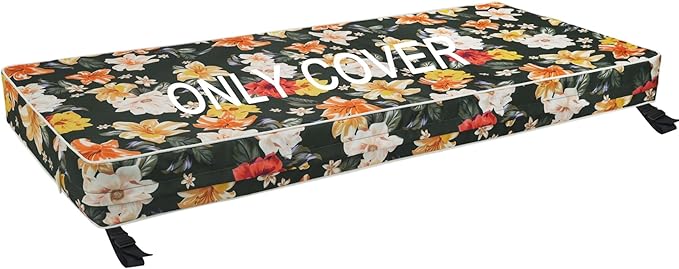 Porch Shield Outdoor Bench Cushion Cover – Waterproof Swing Cushion Cover for Patio Furniture Loveseat (Not Insert) Floral Black 48" W x 18" D x 3" H