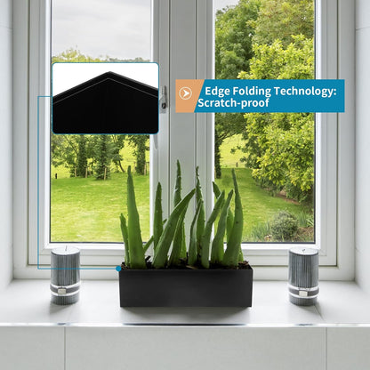 17" Large Stainless Steel Planter Box with Drain Holes and Water Reservoir, Rectangle Succulent Trough Planter Pot for Indoor Outdoor Windowsill, Table Decor (Black)