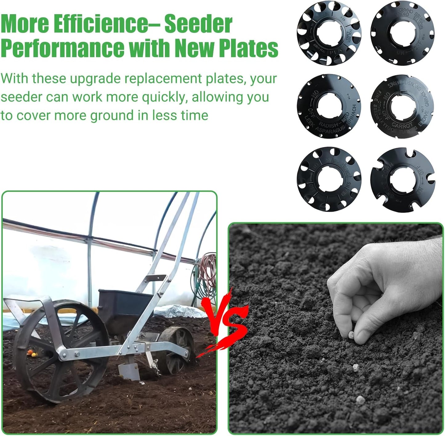 60009 Seed Plate Replacement for Earth-Way 1001-B Seeder, Precision Seeder Plate for Sweet Corn, Radish, Carrot, Peas, Beans & More