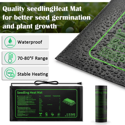 4-Pack 1020 Seed Starter Trays with 7.3'' Humidity Domes & 2-Pack Heat Mats – Heavy-Duty Seedling Trays with Adjustable Domes & Waterproof Heating Mats for Optimal Germination & Cloning Propagation