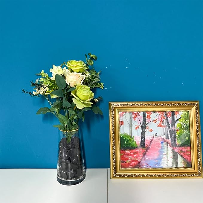 5 lbs Polished Black Pebbles for Indoor Plants, 0.8-1.2 Inch Small Bag Black Stones. Decorative River Rocks for Plants Aquarium Planter Vase Fillers Landscaping and Garden