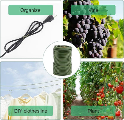 101 Feet Soft Plant Ties Dark Green Plant Twist Ties, Plant Ties for Support. Gardening Supplies for Plants Office Home Organization 3mm Diameter