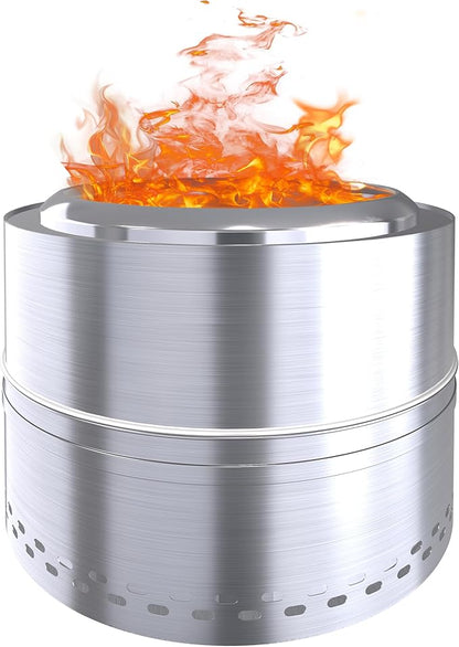 20'' Smokeless Firepit,304 Stainless Steel Outdoor fire Pit,Smokeless Fire Pits for Outside with Carry Bag for Camping Backyard, Fire Pit Wood Burning Stove