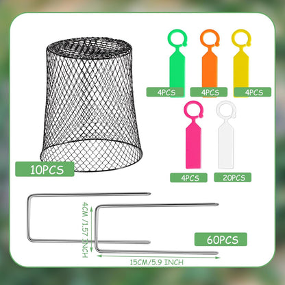 10 Pcs 11inch Chicken Wire Plant Covers,Green Wire Garden Cloches Chicken Wire Cloche Plant Protector Metal Heavy Duty Garden Plant Cloche for Keeping Bunnies Chicken Squirrels Birds Other Out