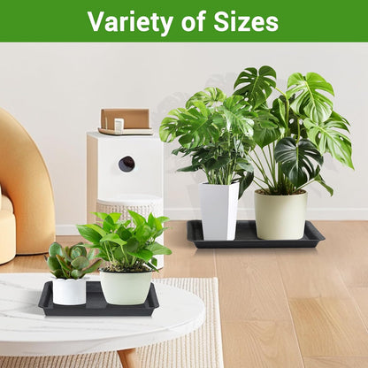GREANER 11 Inch Rectangular Plant Tray, 6 Packs Pant Pot Trays, Indoor Plant Trays for Pots, Plant Drip Tray Outdoors, Heavy Duty Square Boot Tray for Window Sills and Window Shelf