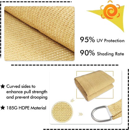 KANAGAWA 6'X6' Sand Custom Size Sun Shade Sail Square UV Block Canopy Cover for Patio Backyard Lawn Garden Outdoor (Customized Available)