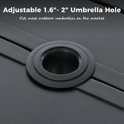 Outdoor Patio Dining Table for 6, 60" x 35" Rectangular Metal Patio Dining Table with Umbrella Hole for Garden, Backyard and Porch