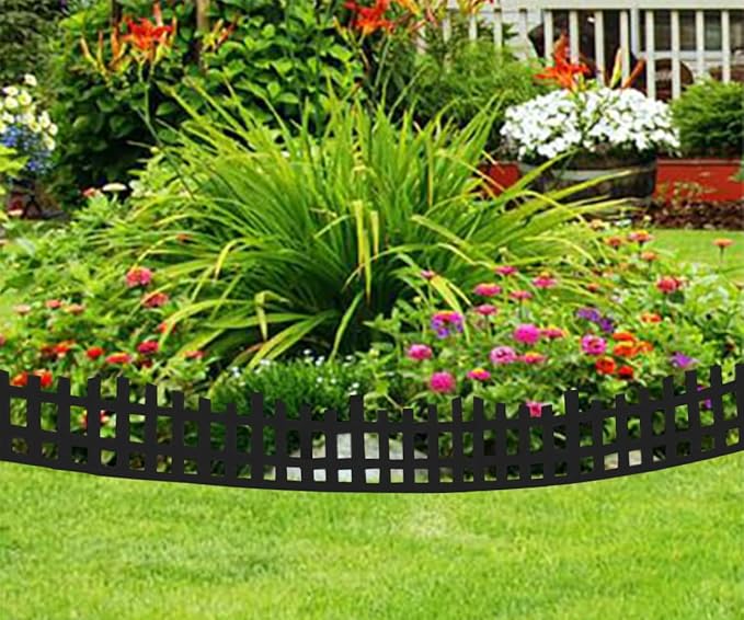 Garden Edging 33FT, Landscape Edging Borders [Extra Tall 4.9IN ] Flexible Lawn Edging Kit with 60pcs Stakes,Mini Plastic Fence for Tree Flowerbeds Grass Yard -Black-2