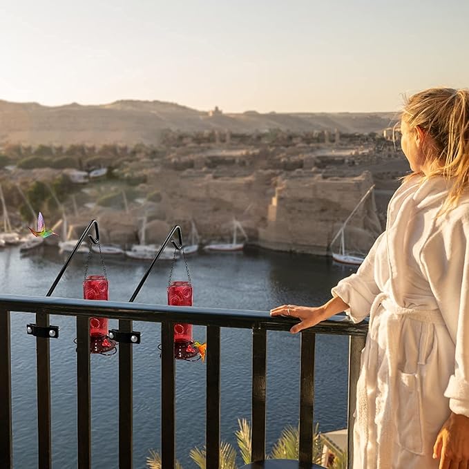 2 Packs 11 Inch Fence Deck Hook Rail Hanging Mounting Kit Heavy Duty Bird Feeder Hook Decorative Hanger for Bird Feeders Planters Suet Baskets Lanterns on Balcony Porch Railing Fence